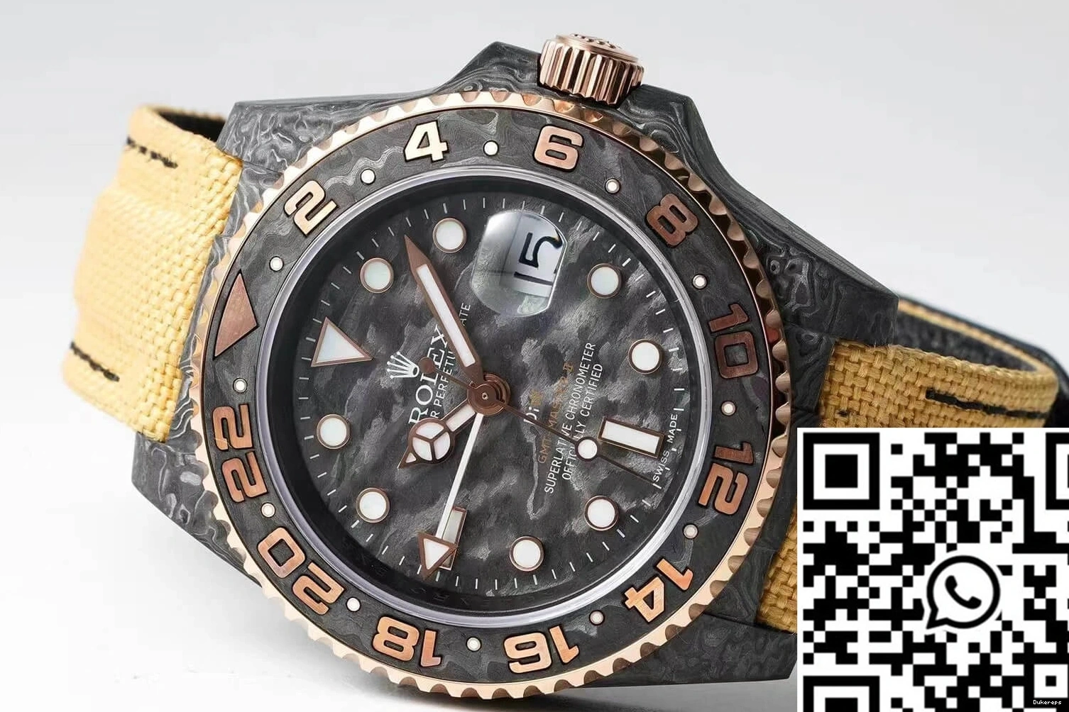 Yellow GMT-MASTER II Diw Carbon Rolex Strap Fiber Fabric 0112